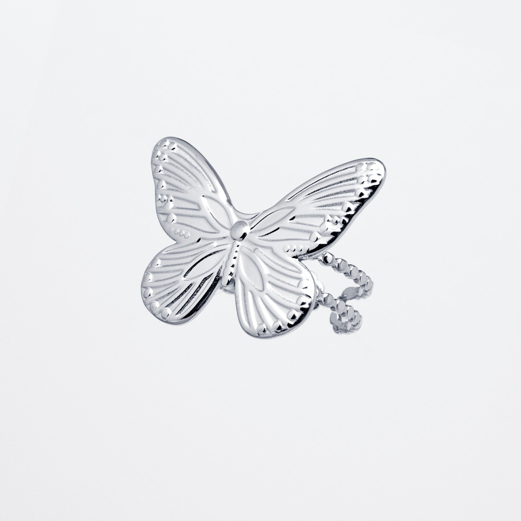 Anillo Acero Mariposa Doble Cordón