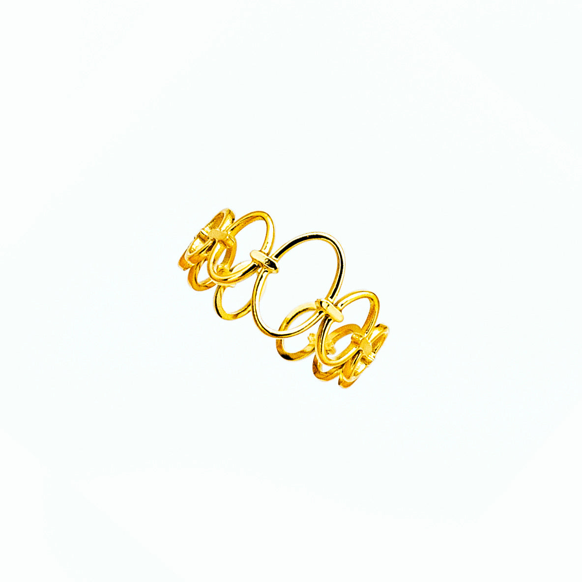 Anillo Acero Óvalos Encadenados