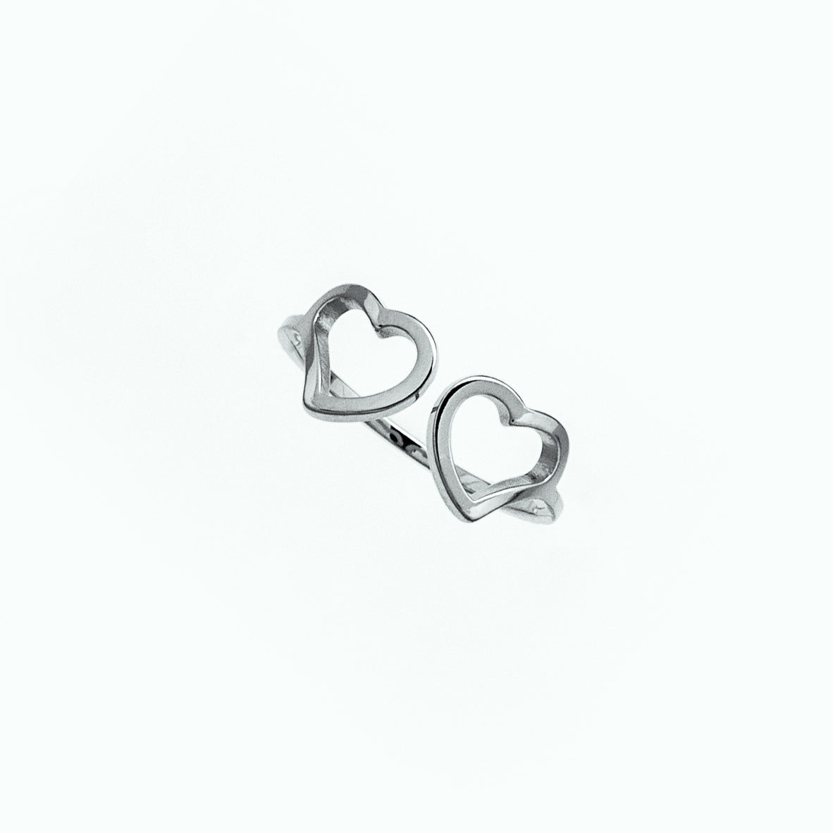 Anillo Acero Dos Corazones