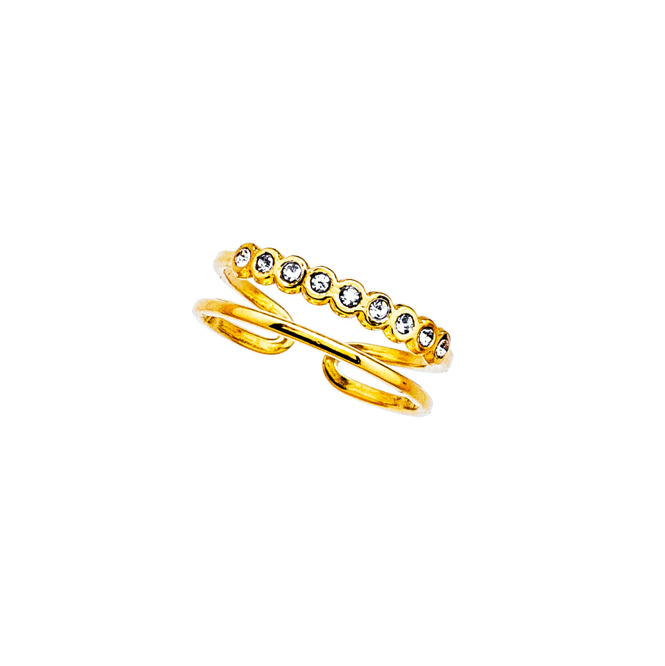 Anillo Acero Nueve Brillantes